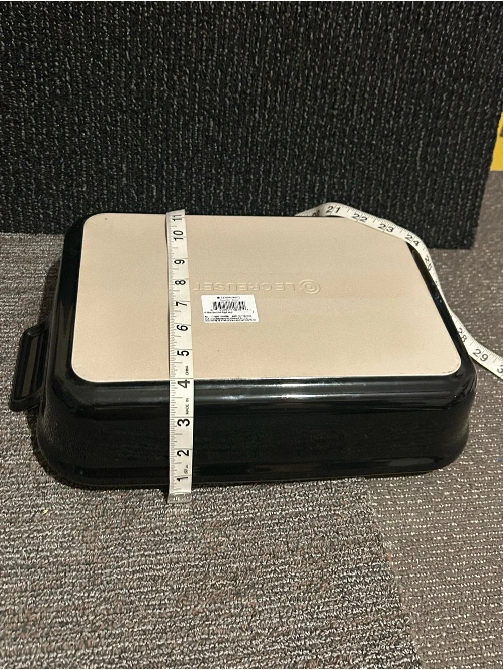 Le Creuset Cream and Black Rectangular Ceramic Baker
